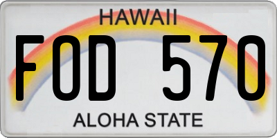 HI license plate FOD570