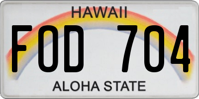 HI license plate FOD704