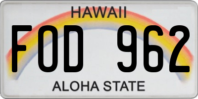 HI license plate FOD962