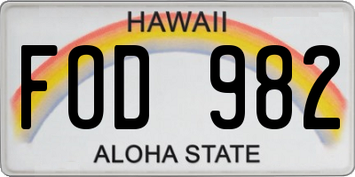 HI license plate FOD982