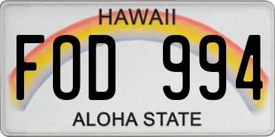 HI license plate FOD994
