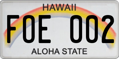 HI license plate FOE002