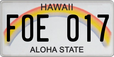 HI license plate FOE017