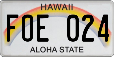 HI license plate FOE024