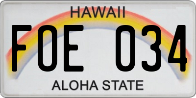 HI license plate FOE034