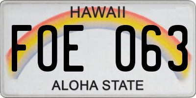 HI license plate FOE063
