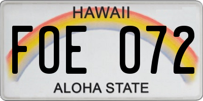 HI license plate FOE072