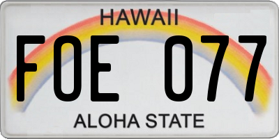 HI license plate FOE077