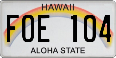 HI license plate FOE104