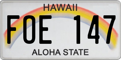 HI license plate FOE147