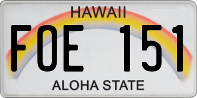 HI license plate FOE151