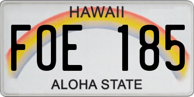 HI license plate FOE185