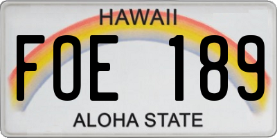 HI license plate FOE189