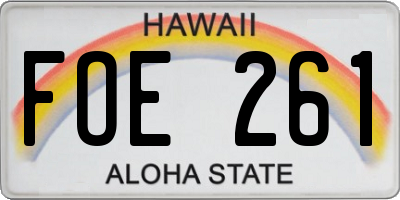 HI license plate FOE261
