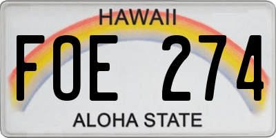 HI license plate FOE274