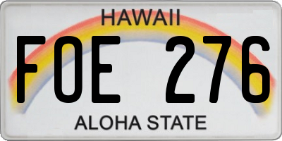 HI license plate FOE276