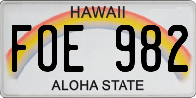 HI license plate FOE982