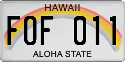 HI license plate FOF011