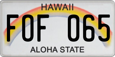 HI license plate FOF065