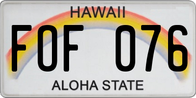 HI license plate FOF076