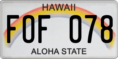 HI license plate FOF078