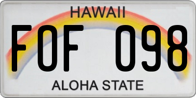 HI license plate FOF098