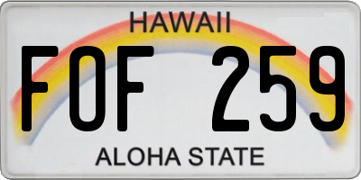 HI license plate FOF259