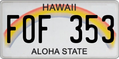 HI license plate FOF353