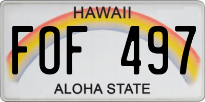 HI license plate FOF497