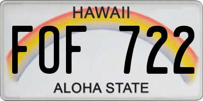 HI license plate FOF722