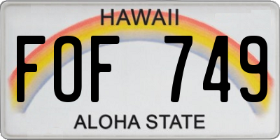 HI license plate FOF749
