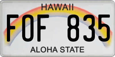 HI license plate FOF835