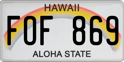 HI license plate FOF869