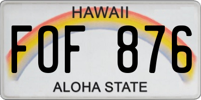 HI license plate FOF876