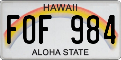 HI license plate FOF984