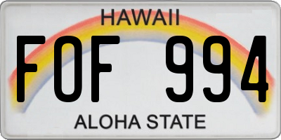 HI license plate FOF994