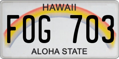 HI license plate FOG703