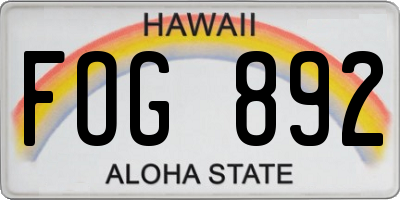 HI license plate FOG892