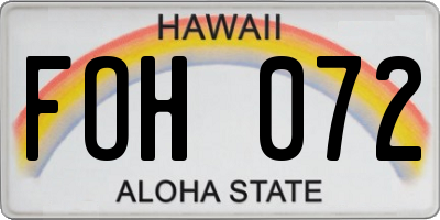 HI license plate FOH072
