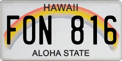 HI license plate FON816