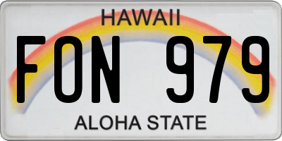 HI license plate FON979