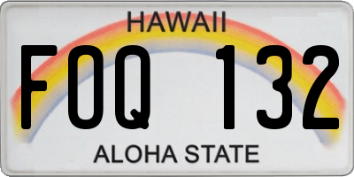 HI license plate FOQ132
