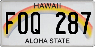 HI license plate FOQ287