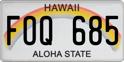 HI license plate FOQ685