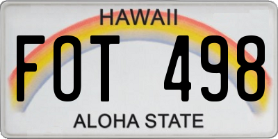 HI license plate FOT498