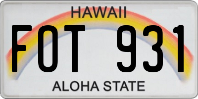 HI license plate FOT931