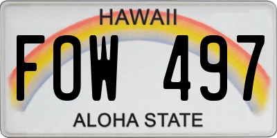HI license plate FOW497