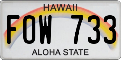 HI license plate FOW733