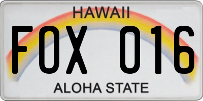 HI license plate FOX016