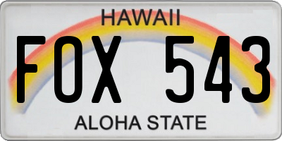 HI license plate FOX543